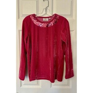 NEW Quacker Factory pink sequin cozy women’s shirt size XS extra small